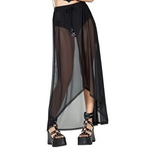 Killstar Umbra Mesh Maxi Skirt Black XXL